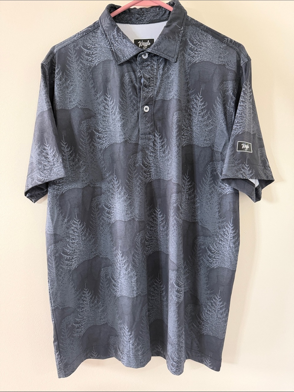 Waggle Men's Charcoal Gray Scenic Bear Polo - Picture 2 of 4